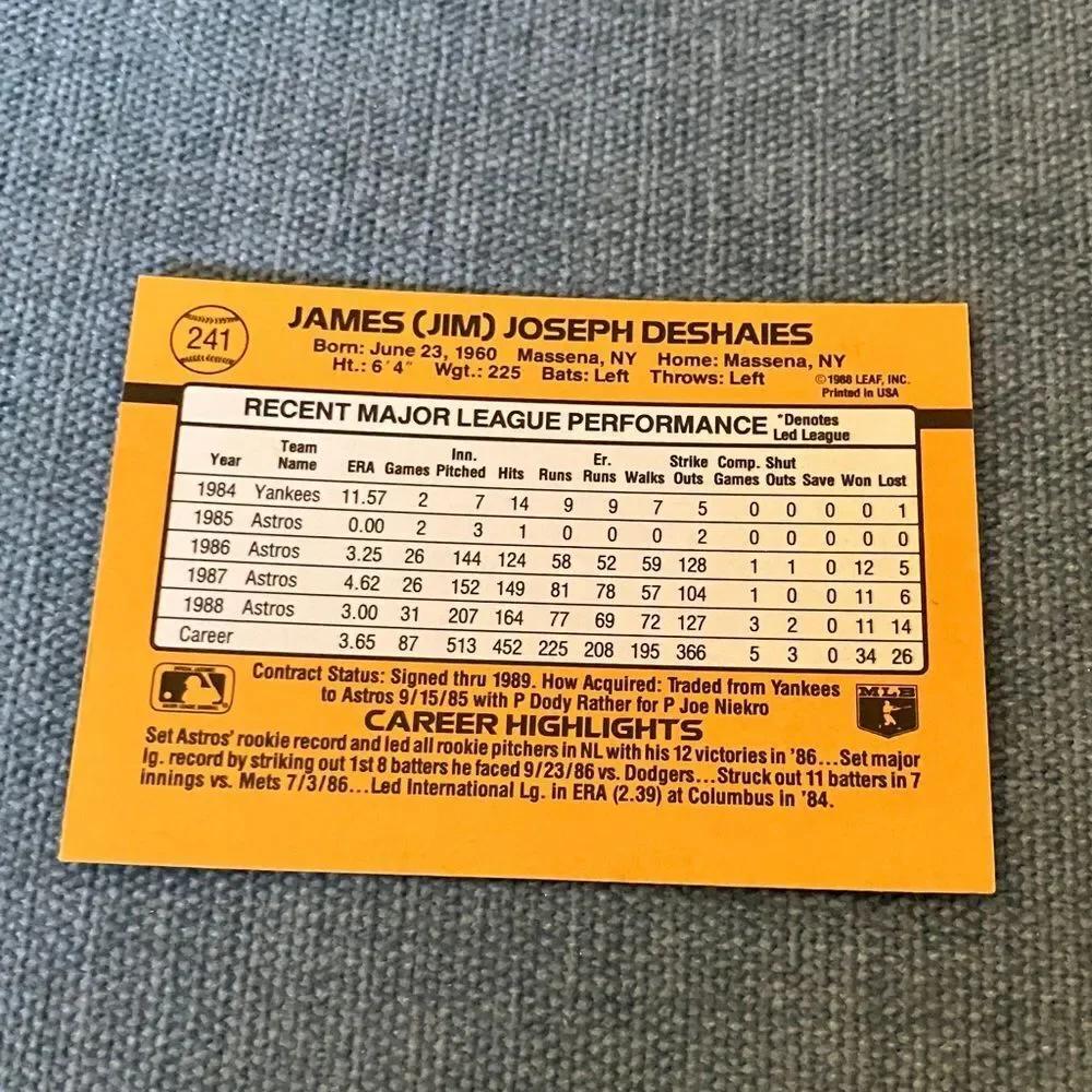 1989 Donruss Houston Astros Baseball Card Trading Card